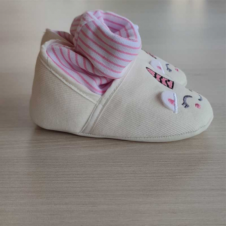 Papucei unicorn albi cu roz bebelusi 0-12 luni [0]