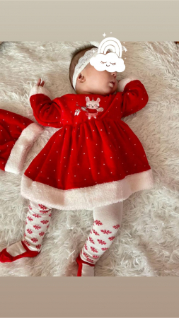 Rochita bebelusi rosie cu caciulita si dres 3-24 luni [2]