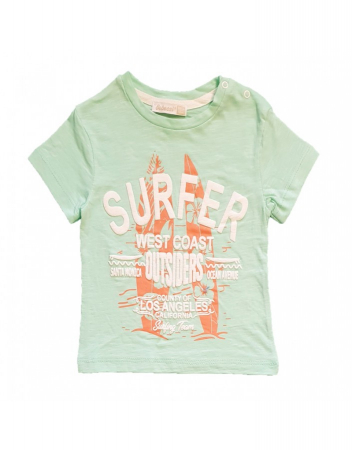 Compleuri - Tricou verde baietel cu imprimeu surfer