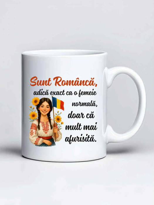 Cana personalizata - Sunt Romanca, adica exact ca o femeie normala, doar ca mult mai afurisita [1]