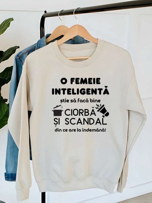 HANORAC DAMA OVERSIZE PERSONALIZAT - O femeie inteligenta stie sa faca bine ciorba si scandal din ce are la indemana [1]