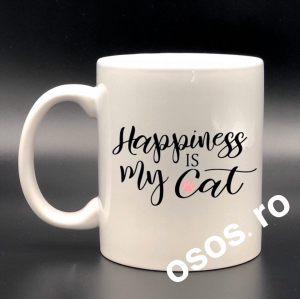 Cani cu pisici - Cana personalizata - Happiness is my cat