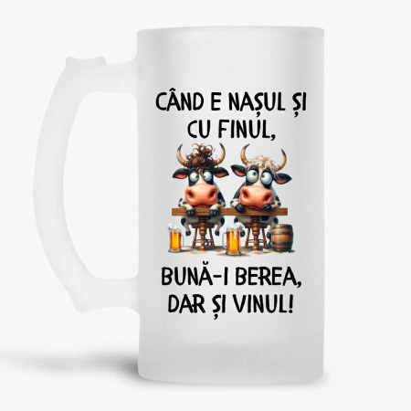 Căsătorie - Halba personalizata - Cand e nasul si cu finul, buna-i berea, dar si vinul