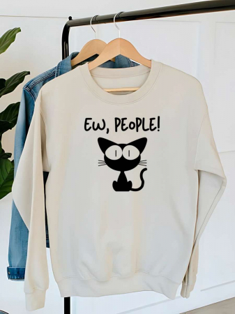 Hanorace fara gluga cu pisici - HANORAC DAMA OVERSIZE PERSONALIZAT - Ew, people!