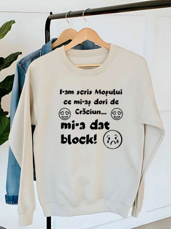 Crăciun - HANORAC DAMA OVERSIZE PERSONALIZAT - I-am scris Mosului ce mi-as dori de Craciun...