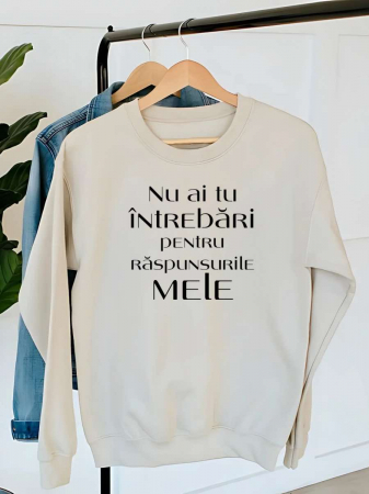 Hanorace fara gluga dama - HANORAC DAMA OVERSIZE PERSONALIZAT - Nu ai tu intrebari pentru raspunsurile mele