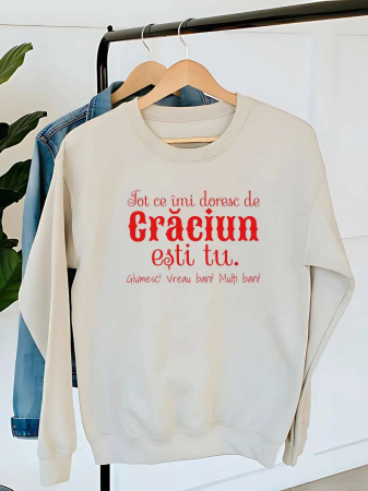 Crăciun - HANORAC DAMA OVERSIZE PERSONALIZAT - Tot ce imi doresc de Craciun esti tu