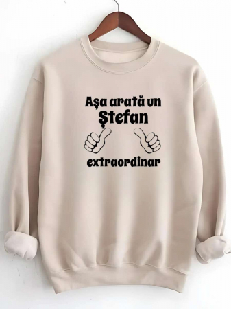 Hanorace fara gluga cu nume - HANORAC FARA GLUGA BARBATESC PERSONALIZAT - Asa arata un Stefan extraordinar