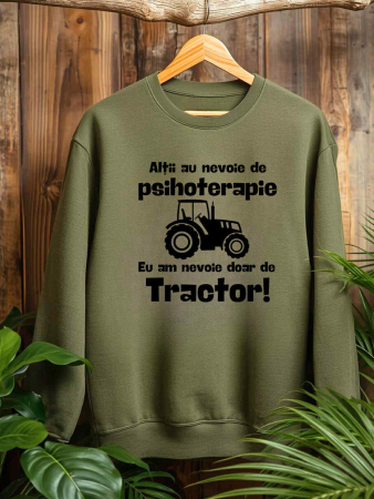 Hanorace fara gluga cu Tractoare - HANORAC FARA GLUGA BARBATESC PERSONALIZAT - Altii au nevoie de psihoterapie. Eu am nevoie doar de tractor