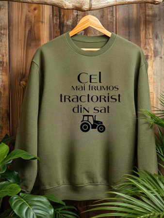 Hanorace fara gluga cu Tractoare - HANORAC FARA GLUGA BARBATESC PERSONALIZAT - Cel mai frumos tractorist din sat