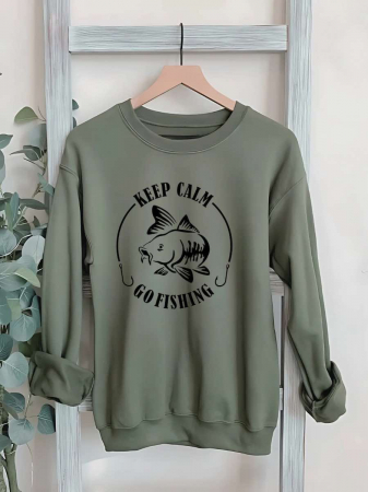 Hanorace fara gluga pentru pescari - HANORAC FARA GLUGA BARBATESC PERSONALIZAT - Keep calm! Go fishing!