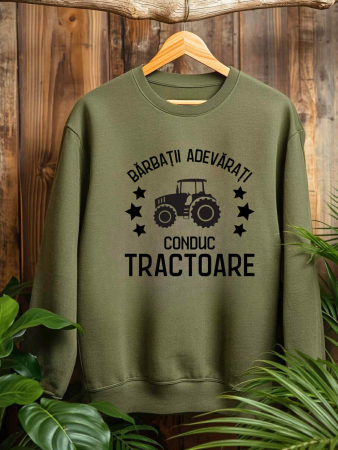 Hanorace fara gluga cu Tractoare - HANORAC FARA GLUGA BARBATESC PERSONALIZAT - Barbatii adevarati conduc Tractoare