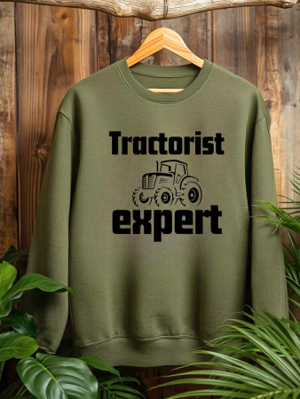 Hanorace fara gluga cu Tractoare - HANORAC FARA GLUGA BARBATESC PERSONALIZAT - Tractorist expert