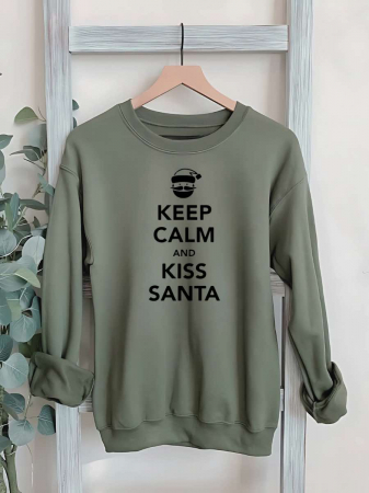 Crăciun - HANORAC FARA GLUGA BARBATESC PERSONALIZAT - Keep calm and kiss santa