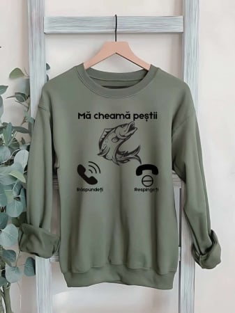 Hanorace fara gluga pentru pescari - HANORAC FARA GLUGA BARBATESC PERSONALIZAT - Ma cheama pestii