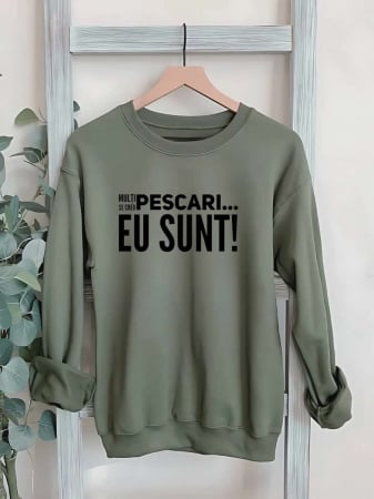 Hanorace fara gluga pentru pescari - HANORAC FARA GLUGA BARBATESC PERSONALIZAT - Multi se cred pescari... eu sunt!