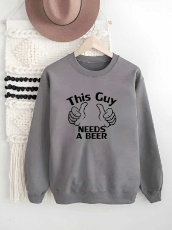 Hanorace fara gluga barbatesti - HANORAC FARA GLUGA BARBATESC PERSONALIZAT - This Guy needs a beer