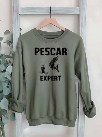 Hanorace fara gluga pentru pescari - HANORAC FARA GLUGA BARBATESC PERSONALIZAT - Pescar expert