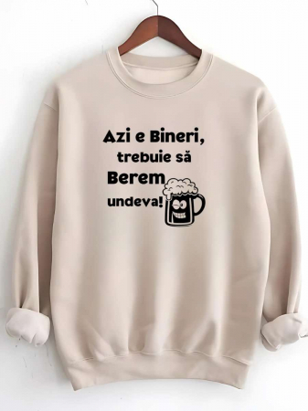 Hanorace fara gluga barbatesti - HANORAC FARA GLUGA BARBATESC PERSONALIZAT - Azi e Bineri, trebuie sa Berem undeva
