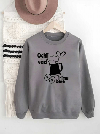 Hanorace fara gluga barbatesti - HANORAC FARA GLUGA BARBATESC PERSONALIZAT - Ochii Vad Inima Bere