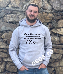 Hanorace cu gluga personalizate - Hanorac personalizat bărbătesc - Cu cat cunosc mai bine oamenii, cu atat iubesc mai mult cainii