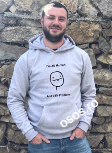 Hanorace cu gluga personalizate - Hanorac personalizat bărbătesc - 2% human, 98% problem