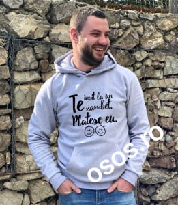 Hanorace personalizate bărbaţi - Hanorac personalizat bărbătesc - Te invit la un zambet. Platesc eu.