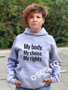 Hanorace cu gluga personalizate - Hanorac personalizat damă - My body. My choice.My rights