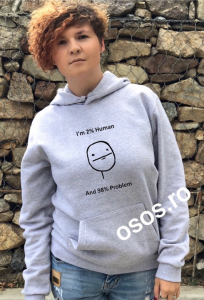 Hanorace cu gluga personalizate - Hanorac personalizat damă - 2% human, 98% problem