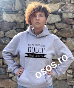 Hanorace cu gluga personalizate - Hanorac personalizat damă - Sunt la dieta