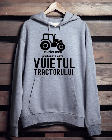 Hanorace cu Tractoare - HANORAC PERSONALIZAT PENTRU BARBATI - Muzica mea preferata este vuietul tractorului