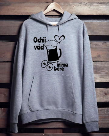 Hanorace personalizate bărbaţi - HANORAC PERSONALIZAT PENTRU BARBATI - Ochii vad, inima bere
