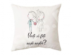Perne personalizate - Pernă - Vreţi să fiţi naşii noştri?