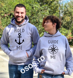 Set hanorace personalizate - Set hanorace cuplu - Hold me. Guide me