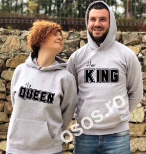 Set hanorace personalizate - Set hanorace cupluri - His Queen. Her King