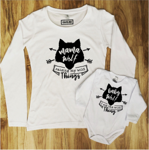 Set mama fiica/ Set mama fiu - Set mama fiica/ Set mama fiu - Mama wolf. Baby wolf