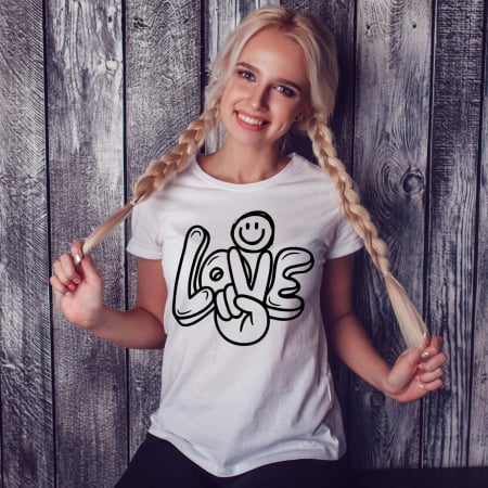 Tricouri motivationale - Tricou dama - Peace Love Happiness