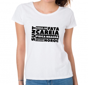 Tricouri cu pisici - Tricou damă personalizat - Pisica neagră îmi aduce noroc