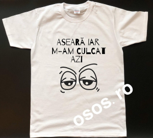 Tricouri personalizate bărbaţi - Tricou personalizat bărbătesc - Aseara iar m-am culcat azi