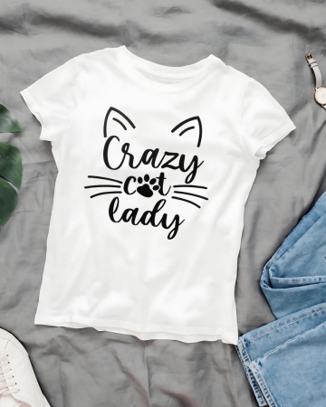 Tricouri cu pisici - TRICOU PERSONALIZAT DAMA CU PISICI - Crazy cat lady