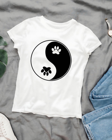 Tricouri cu pisici - TRICOU PERSONALIZAT DAMA CU PISICI - Yin Yang Pisici