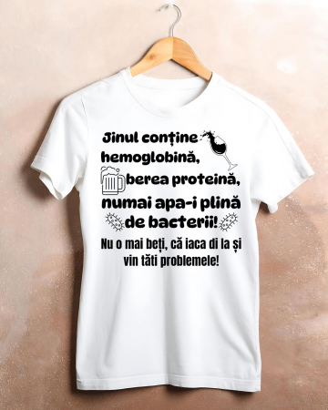 Tricouri de vacanta - TRICOU PERSONALIZAT DAMA - Jinul contine hemoglobina, berea proteina