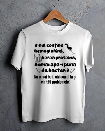 Tricouri personalizate bărbaţi - TRICOU PERSONALIZAT PENTRU BARBATI - Jinul contine hemoglobina, berea proteina