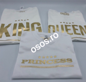 Tricouri personalizate familie - Tricouri Familie - King. Queen. Princess
