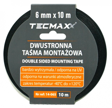 Benzi adezive - Banda pentru montaj dublu adeziva din PE, neagra, 6mm x 10 m