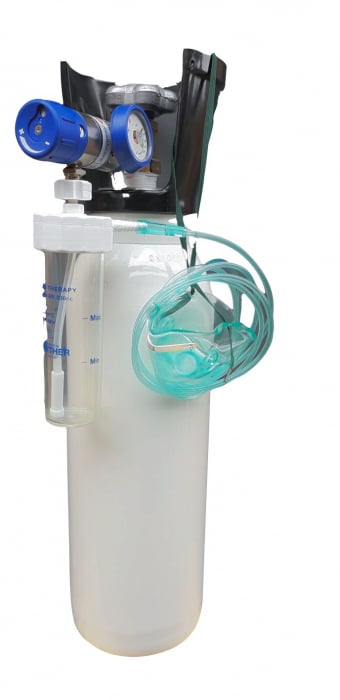 Set/kit complet oxigenoterapie 10 litri otel (butelie 10L + reductor + vas umidificator + masca) [1]