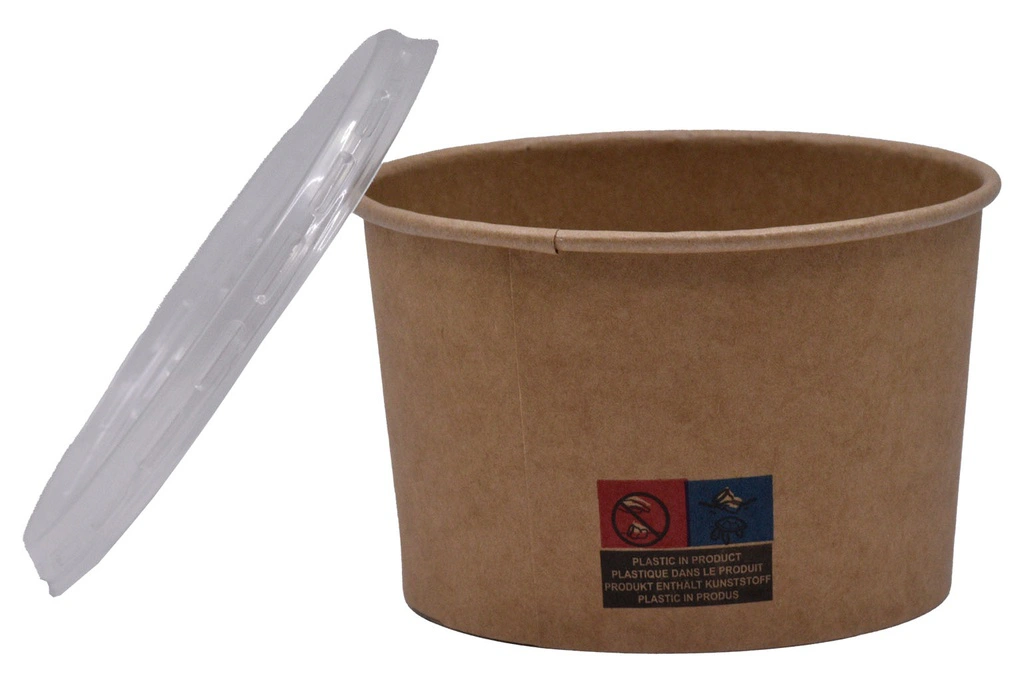 Bol supa carton + capac pp,  kraft natur, 16 OZ (473 CC) 25 Buc/Set [1]