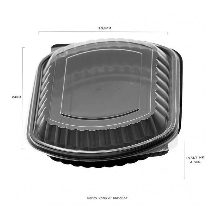 Caserola meniu neagra 1 compartiment + capac, 50 BUC/SET [1]