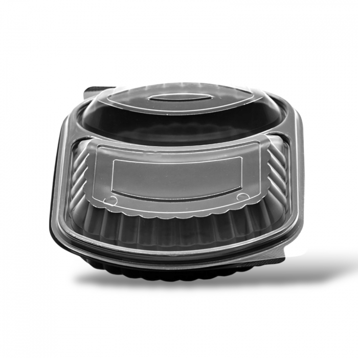 Caserola meniu neagra 2 compartimente + capac bombat [1]