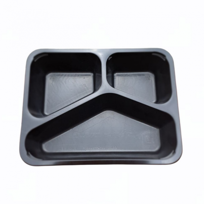 Caserole termosudabile negre, 3 compartimente, 100 buc/set [1]